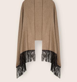 Luxe Leather Fringe Cashmere Wrap