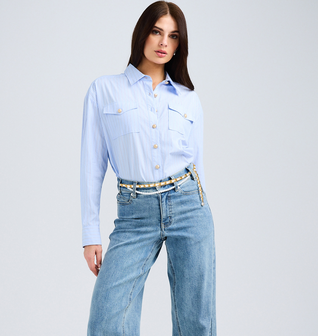 Michelle Pinstripe Poplin Shirt