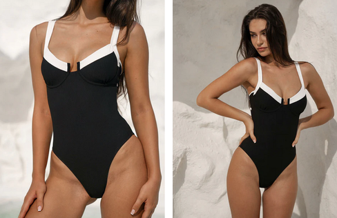 Contrast Trim Knotted One-Piece Swimsuit