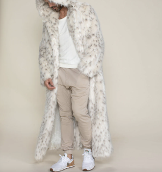 BABY SNOW LEOPARD CLASSIC LONG FAUX FUR COAT