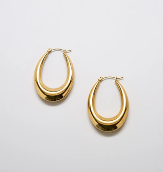 Large Gold Oval Hoop Earrings