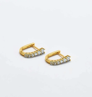 White CZ Huggie Hoop Earrings