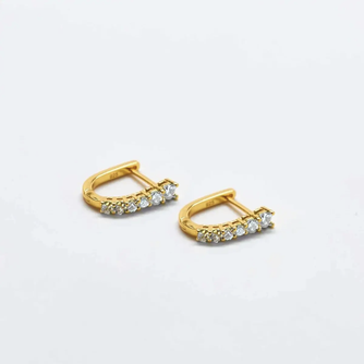 White CZ Huggie Hoop Earrings