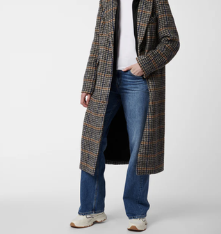 Gotham Plaid Long Wool Coat