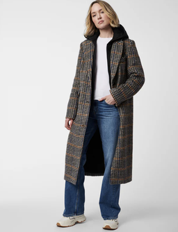 Gotham Plaid Long Wool Coat