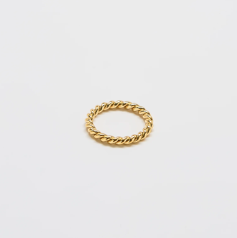 Gold Medium Rope Twist Stacking Ring