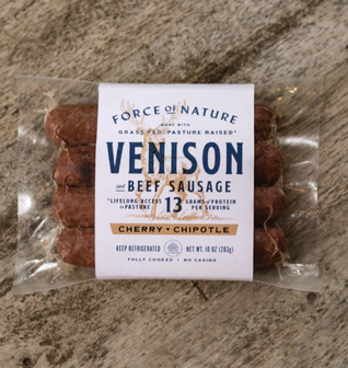 Venison and Beef Link Sausage with Cherry + Chipotle