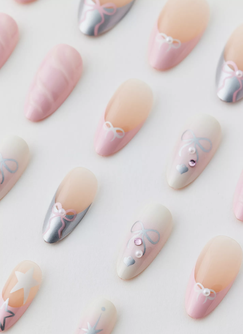 Press-On Nail Set - Baby Pink Bows