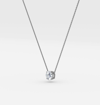 0.25ct Round Lab Diamond Solitaire Pendant 14 White Gold