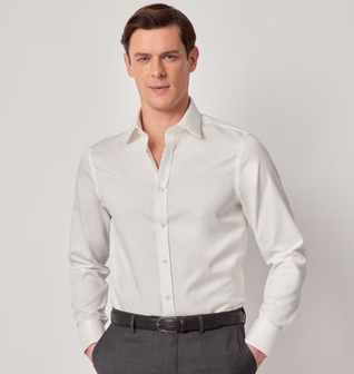 Non-Iron Twill Fitted Slim Shirt - Double Cuff