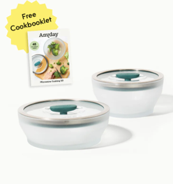 4-Piece Glass Round Dish Set + Cookbooklet Bundle