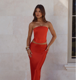 Literally Me Satin Strapless Corset Red