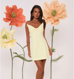 Refined Glow Strapless Mini Dress Yellow