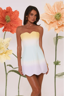 Dewdrop Dreams Strapless Mini Dress Ombre