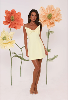 Refined Glow Strapless Mini Dress Yellow