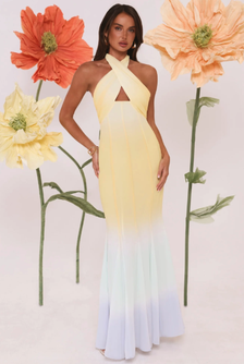 Sundown Dreams Halter Maxi Dress Yellow