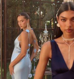 The Flora Satin Maxi Dress Light Blue