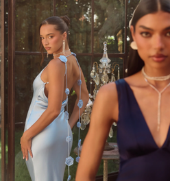 The Flora Satin Maxi Dress Light Blue