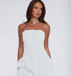 Untamed Paradise Strapless Bubble Mini Dress White