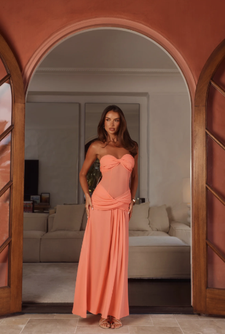 Evening Magnolia Strapless Maxi Dress Peach