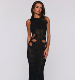 Nightfall Muse Knit Maxi Dress Black
