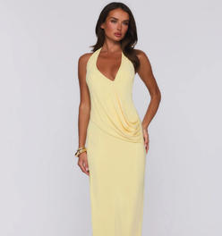 Sunny Aura Halter Maxi Dress Yellow