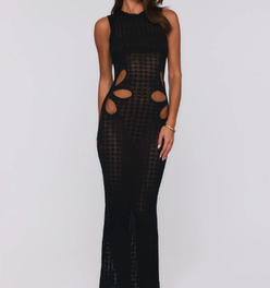 Nightfall Muse Knit Maxi Dress Black