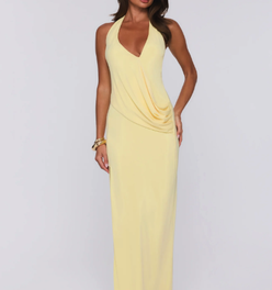 Sunny Aura Halter Maxi Dress Yellow