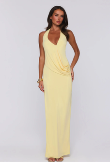 Sunny Aura Halter Maxi Dress Yellow