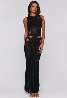 Nightfall Muse Knit Maxi Dress Black