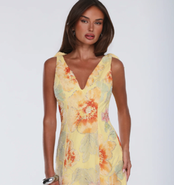 The Night Routine Embellished Mini Dress Yellow