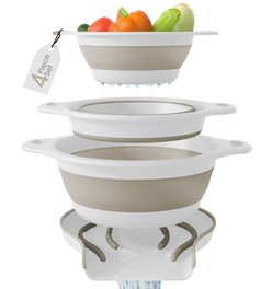 Gevoli Collapsible Colanders (3 Pack Set) with Draining Base