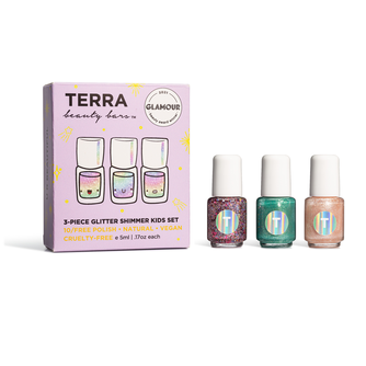 Terra Kids Clean Nail Set - GLITTER SHIMMER SET 3-Piece Stocking Stuffer