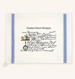 Blue Striped Custom Family Recipe Kitchen Towel
