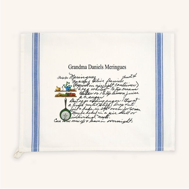 The Printed Gift Family Recipe Blue Striped Kitchen Towel.png