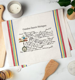 Multi Color Striped Custom Family Recipe Kitchen Towel