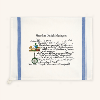 Blue Striped Custom Family Recipe Kitchen Towel