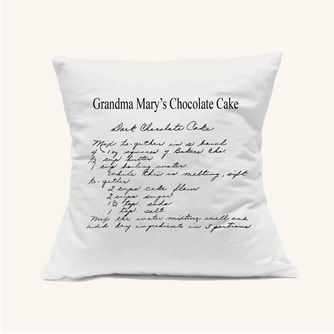 White Canvas Custom Family Recipe Decorative Pillow