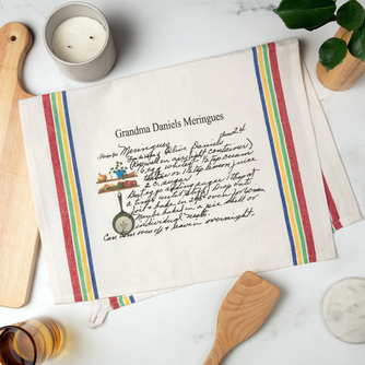 Multi Color Striped Custom Family Recipe Kitchen Towel