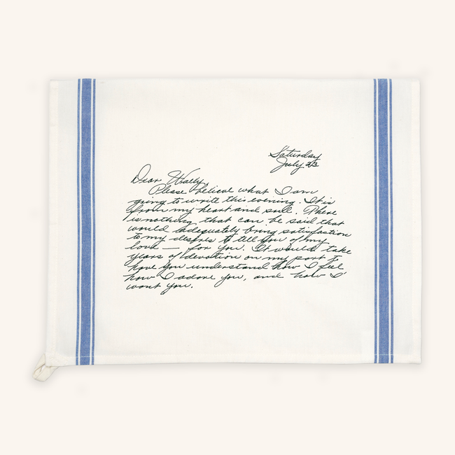 The Printed Gift Handwritten Letter Blue Stripe Kitchen Towel.png