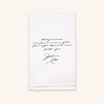 White Cotton Custom Handwritten Letters Towel