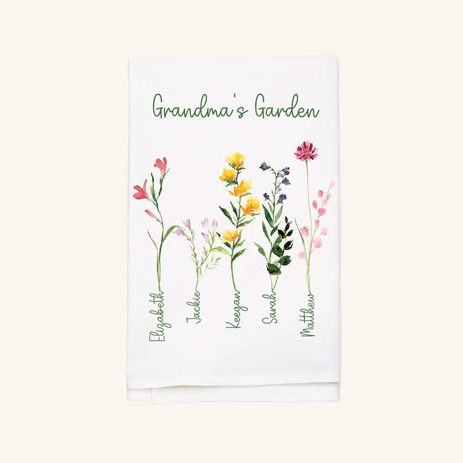 The Printed Gift The Family Garden Collection White Tea Towel.png