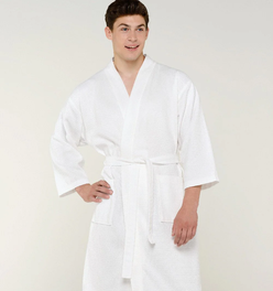 100% Turkish Cotton White Waffle Kimono Robe