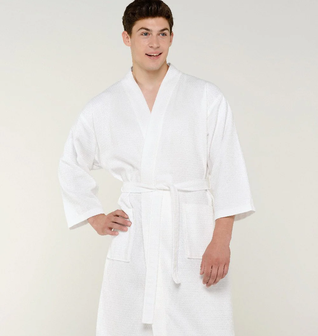 100% Turkish Cotton White Waffle Kimono Robe