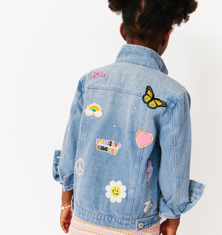 Jeweled Patched Denim Jacket