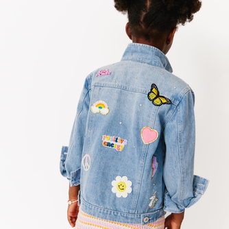 Jeweled Patched Denim Jacket