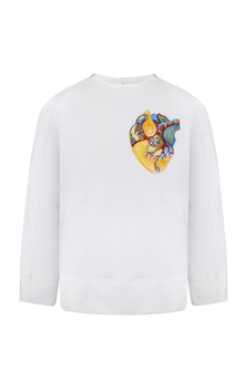 Sweatshirt with handmade heart embroidery (threads) - FROLOV