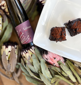 When Brownie Met Lehua showcasing Lehua Raspberry Dessert Wine from MauiWine