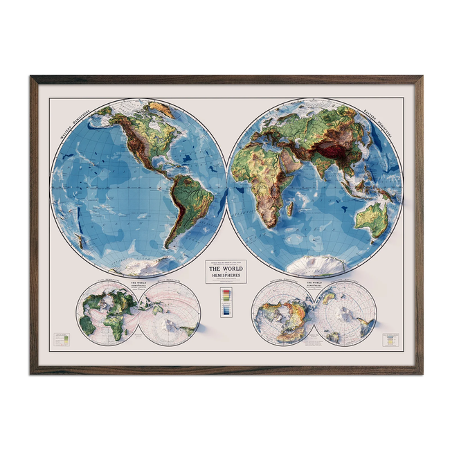 World_in_Hemisphers_1917_Relief_Map_Walnut.webp