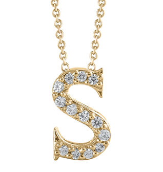 Gold Mini Natural Diamond Initial Pendant
